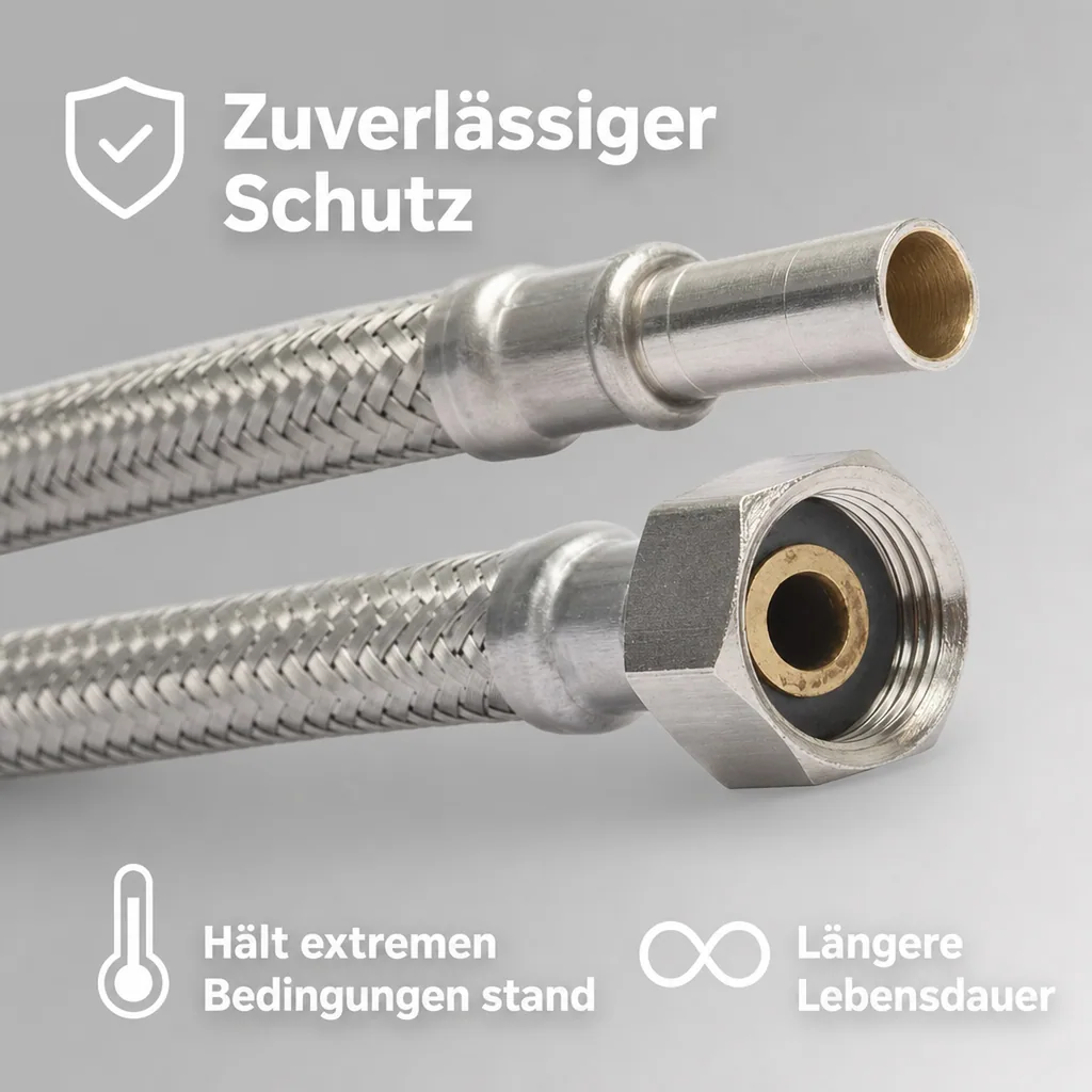 Panzerschlauch, Edelstahl, DN8, flexibel, 3/8 Zoll, 500mm