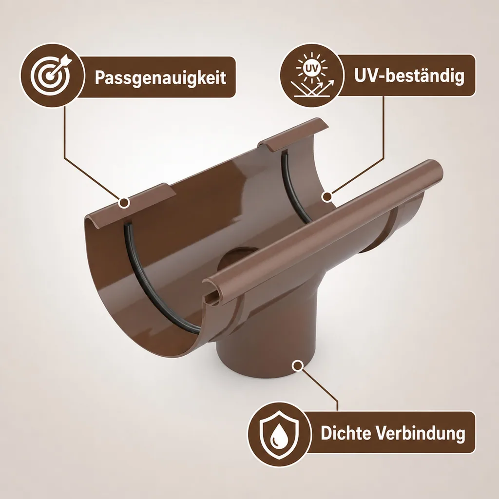 Regenrinne Stutzen braun, System 100/90, Dachrinne