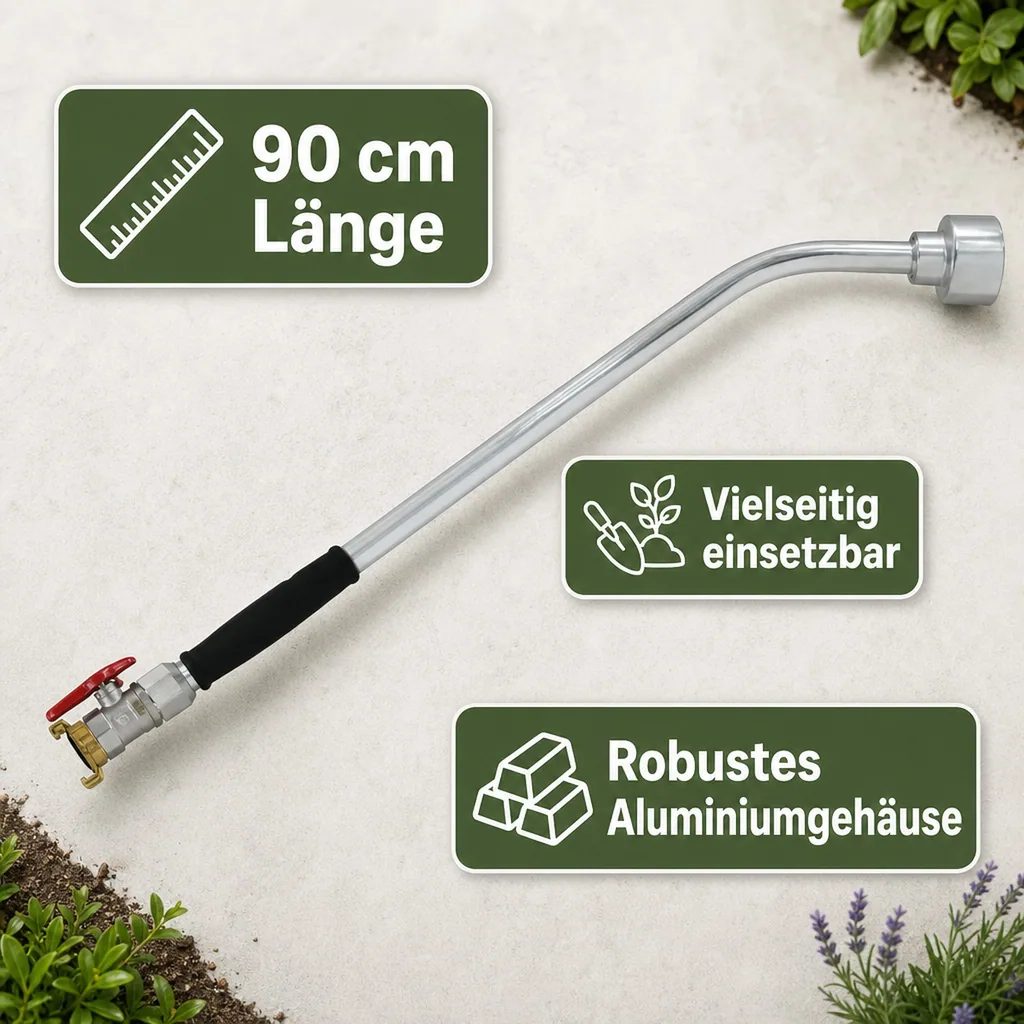 Giessstab Set 90cm, Garten Bewässerungsstab mit Kugelhahn