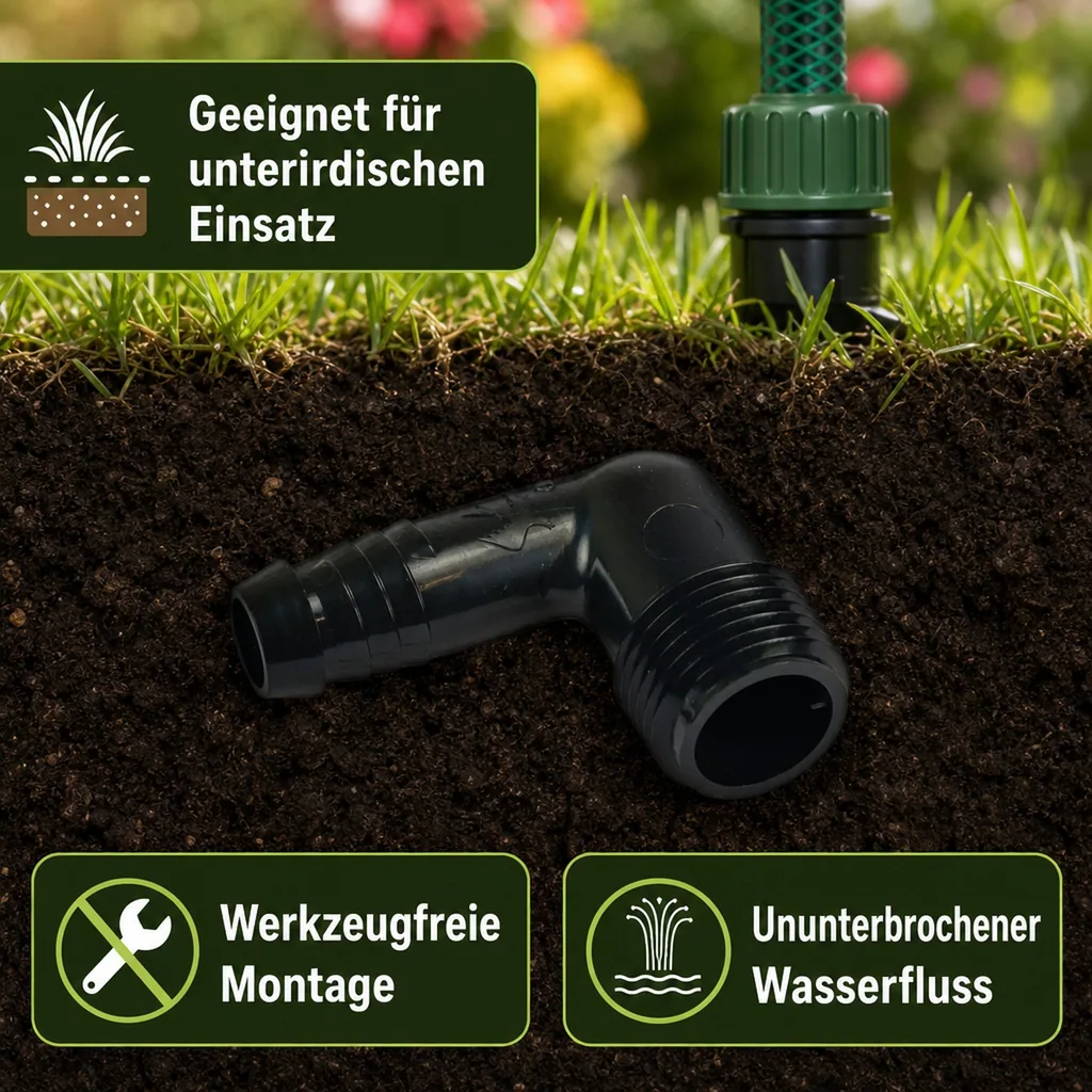 Gartenschlauch Winkel, 1/2 Zoll, Bewässerung Anschluss, 90 Grad