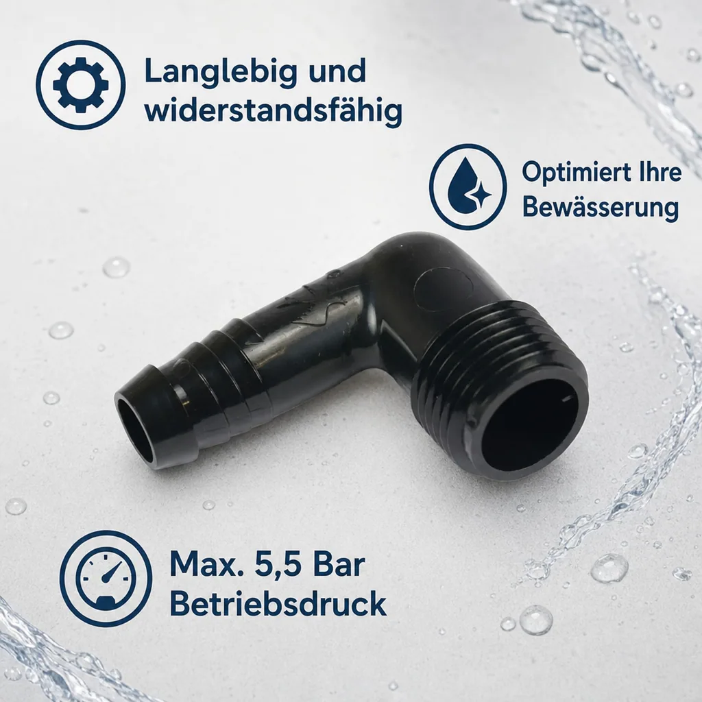 Gartenschlauch Winkel, 1/2 Zoll, Bewässerung Anschluss, 90 Grad