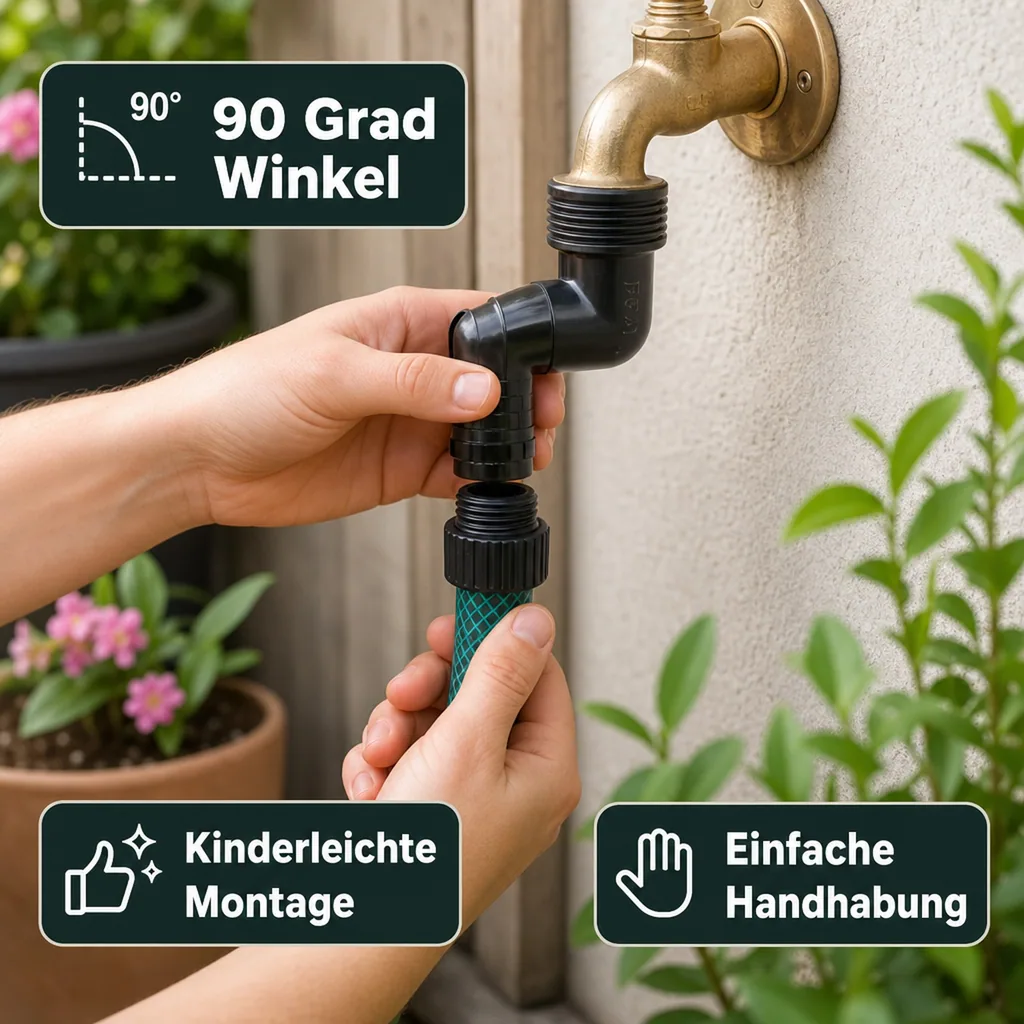 Gartenschlauch Winkel, 1/2 Zoll, Bewässerung Anschluss, 90 Grad