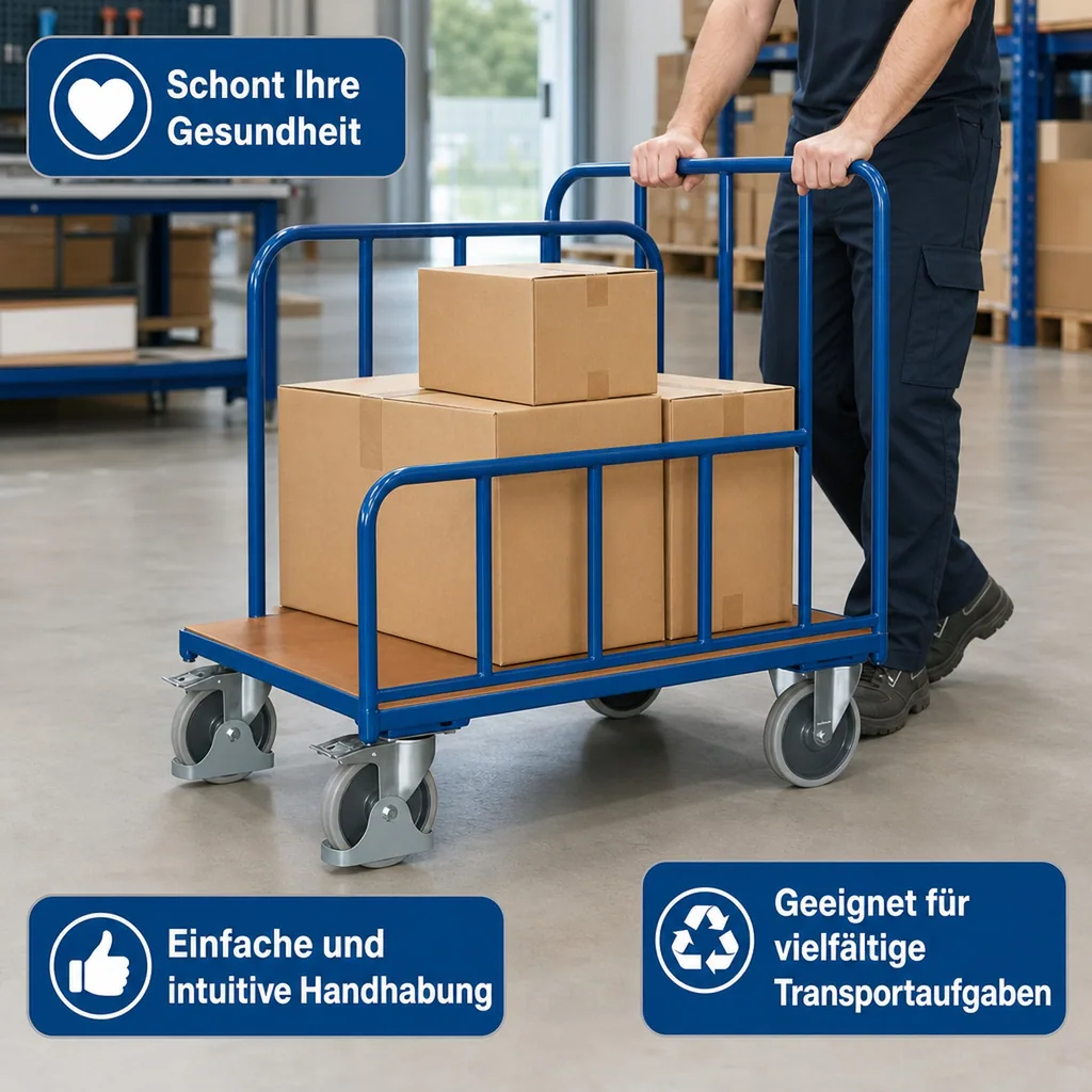 Transportwagen, Seitenbügelwagen Typ S, 400 kg, EasySTOP, Rohrwandwagen