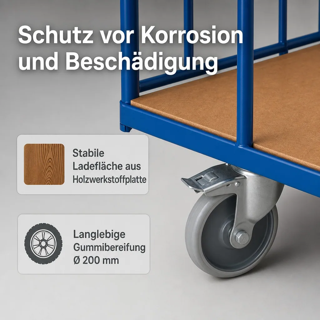 Transportwagen, Seitenbügelwagen Typ S, 400 kg, EasySTOP, Rohrwandwagen