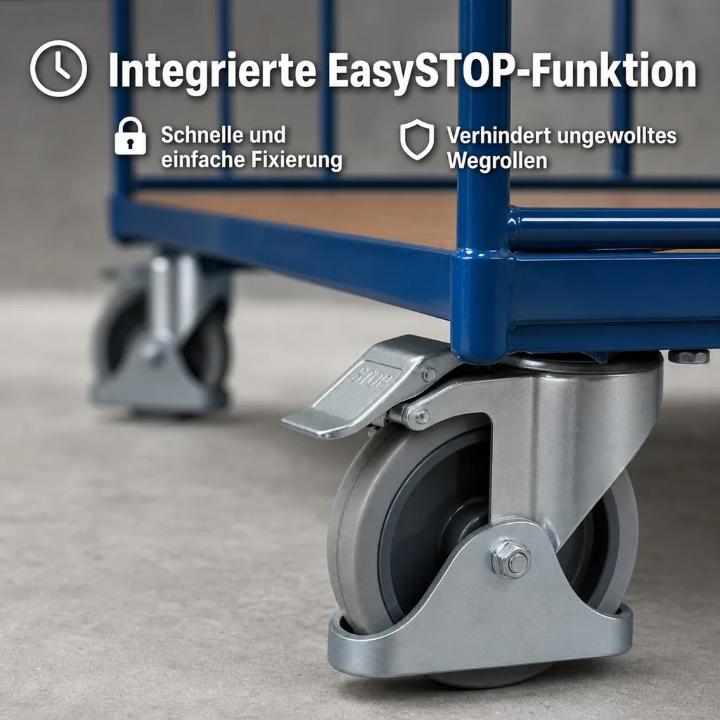 Transportwagen, Seitenbügelwagen Typ S, 400 kg, EasySTOP, Rohrwandwagen
