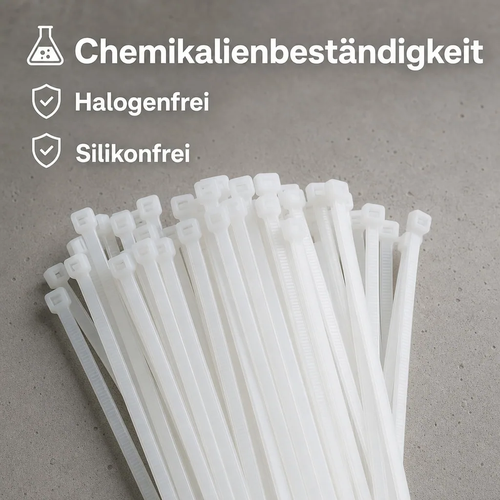 Kabelbinder 100 Stk. 300x7,6mm, Natur Weiß, PA6.6, Industrie Qualität