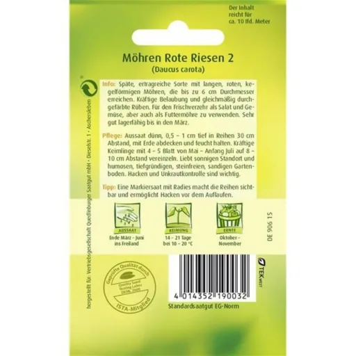 Möhrensamen kaufen, Rote Riesen Möhre, Saatgut