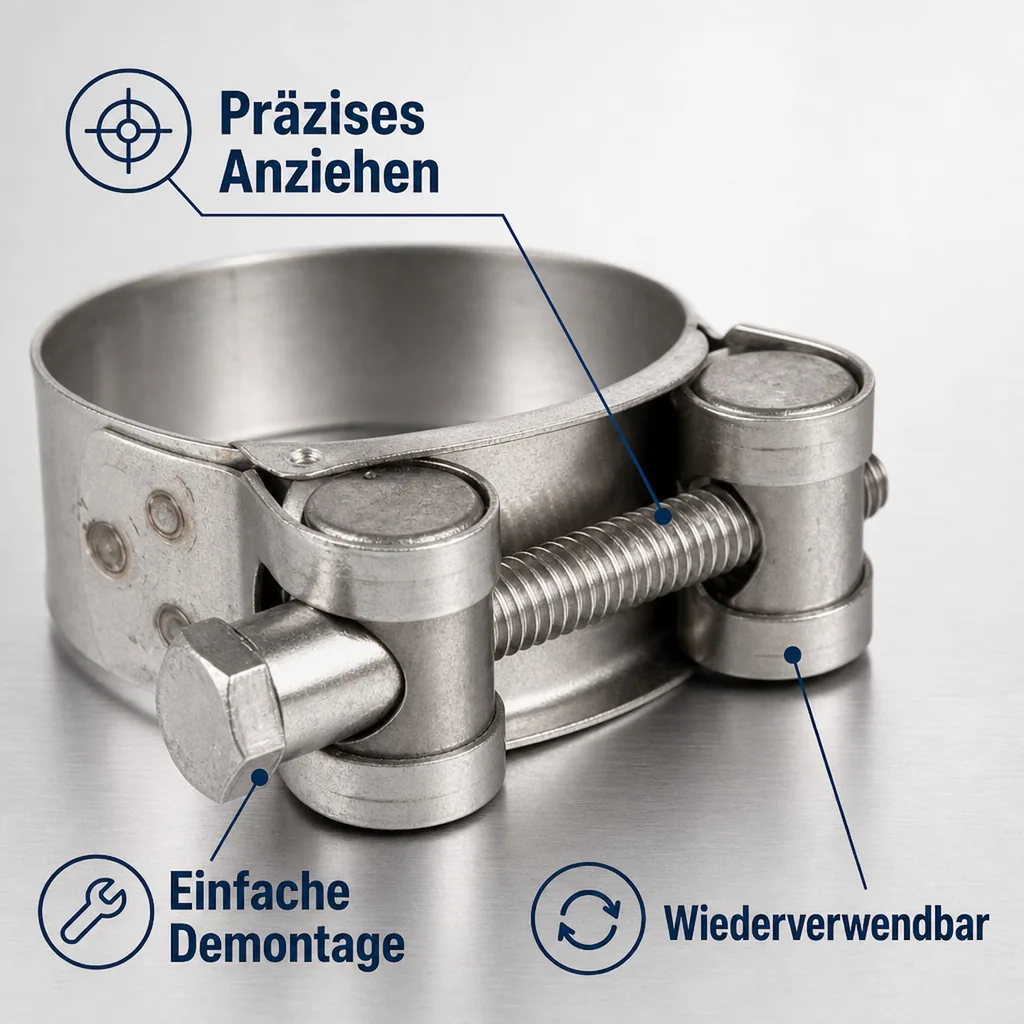 Gelenkbolzenschelle 80-85mm, Spannbackenschelle Edelstahl W2