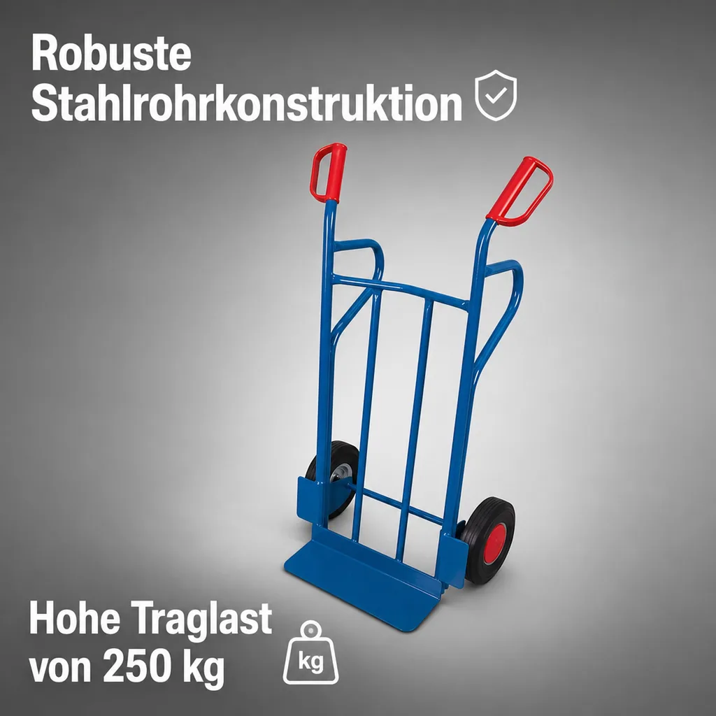 Sackkarre Stahlrohr, 250 kg, Stapelkarre, schmal
