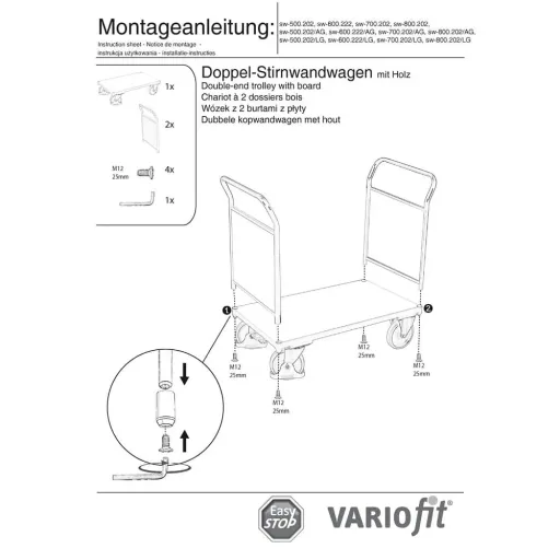 Stirnwandwagen 500 kg, Doppel-Stirnwandwagen, Werkstattwagen, Typ XL