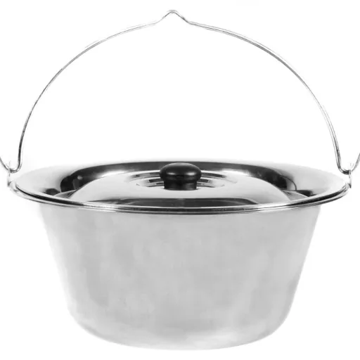 Feuertopf Dreibein Set, mit Edelstahl Kessel 14L, Grill