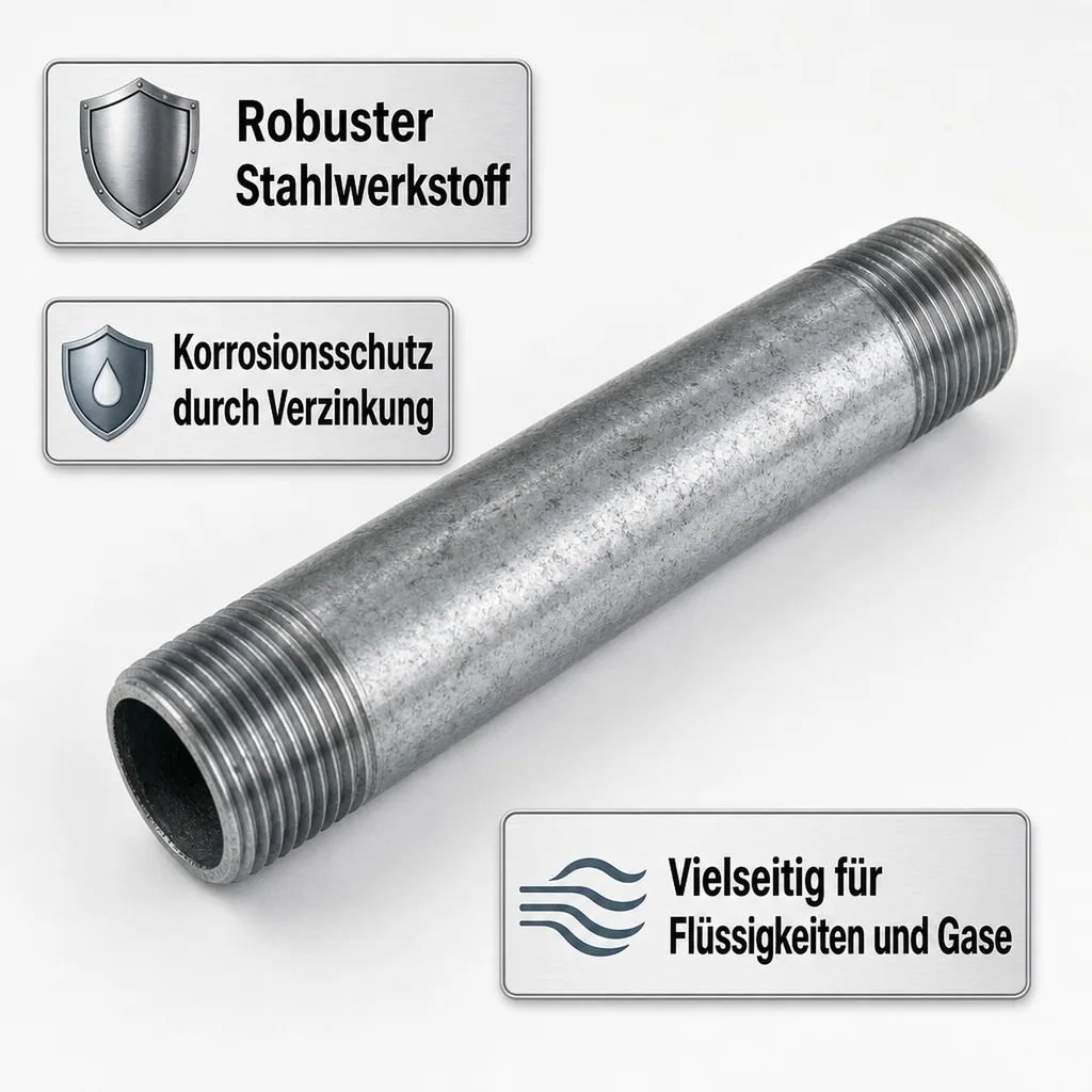 Gewindefitting Rohrnippel verzinkt 1/4" AG x 1/4" AG 40 mm