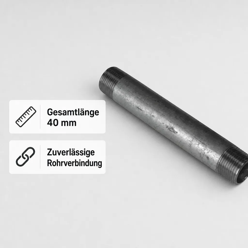 Gewindefitting Rohrnippel verzinkt 1/4" AG x 1/4" AG 40 mm