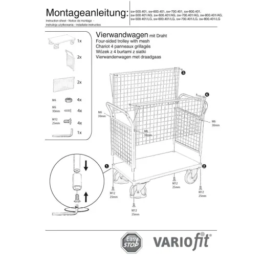 Drahtgitterwagen 500 kg, Typ L, EasySTOP, Transportwagen
