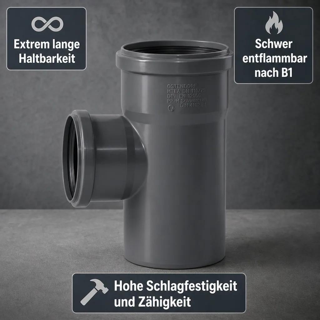 HT Rohr Abzweig 110/75, 87 Grad, Abwasserrohr Abzweig, Hausentwässerung