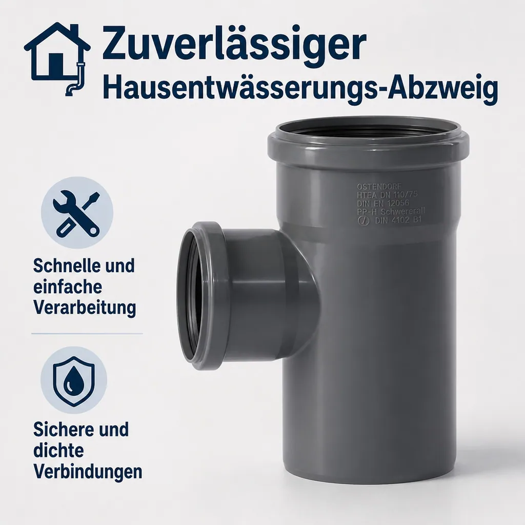 HT Rohr Abzweig 110/75, 87 Grad, Abwasserrohr Abzweig, Hausentwässerung