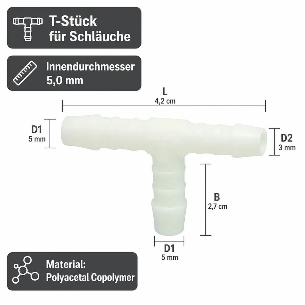Schlauchverbinder Kunststoff T-Stück 5 mm