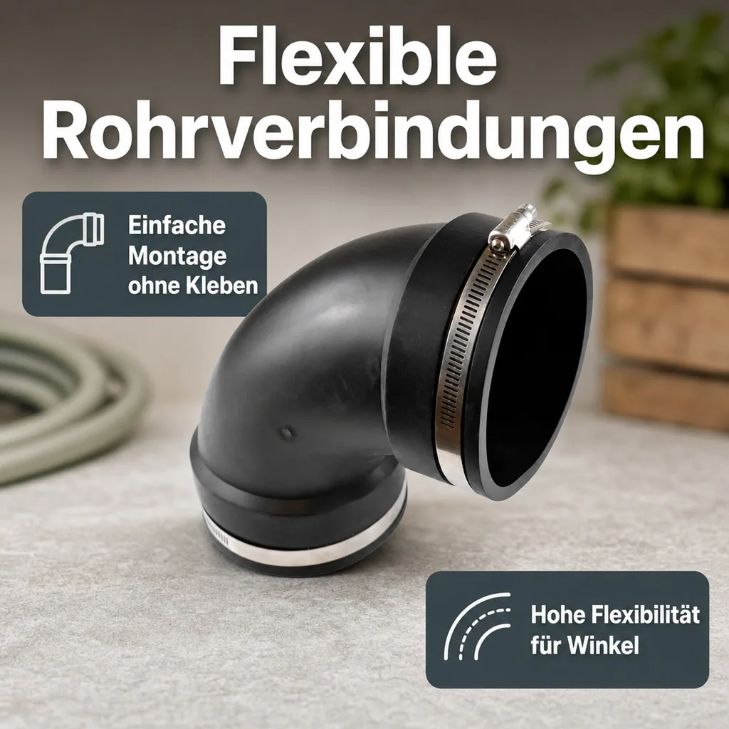 Flexible Rohrverbinder 110mm, Bogen flexibel, Kupplung