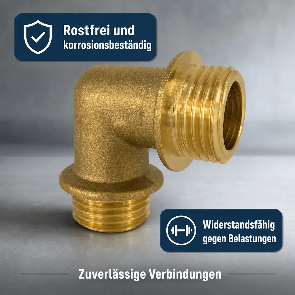 Messing Winkel 90 Grad, Gewindefitting, 1 Zoll AG