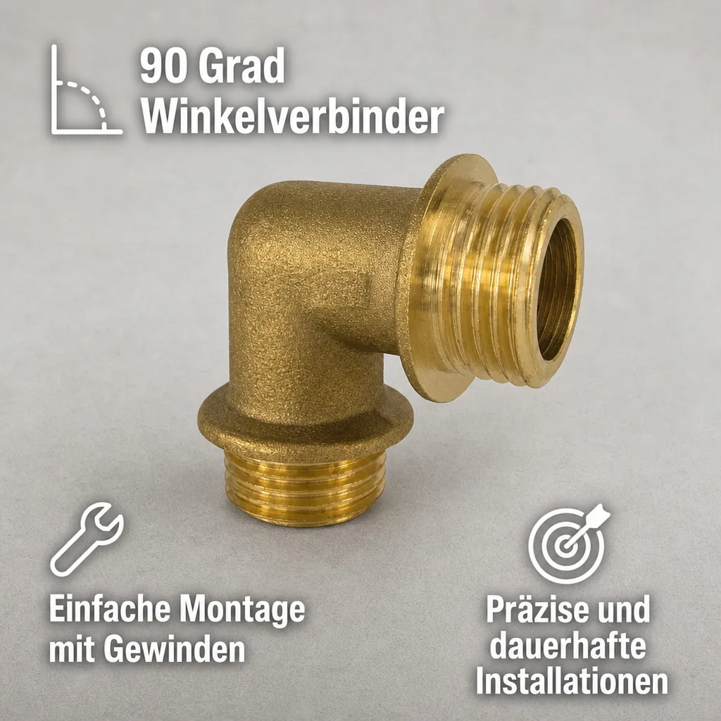 Messing Winkel 90 Grad, Gewindefitting, 1 Zoll AG