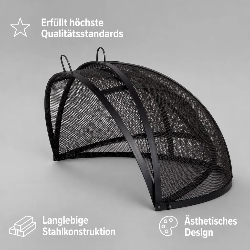 Feuerschale Abdeckung, Funkenschutz Feuerschale, 59 cm, klappbar
