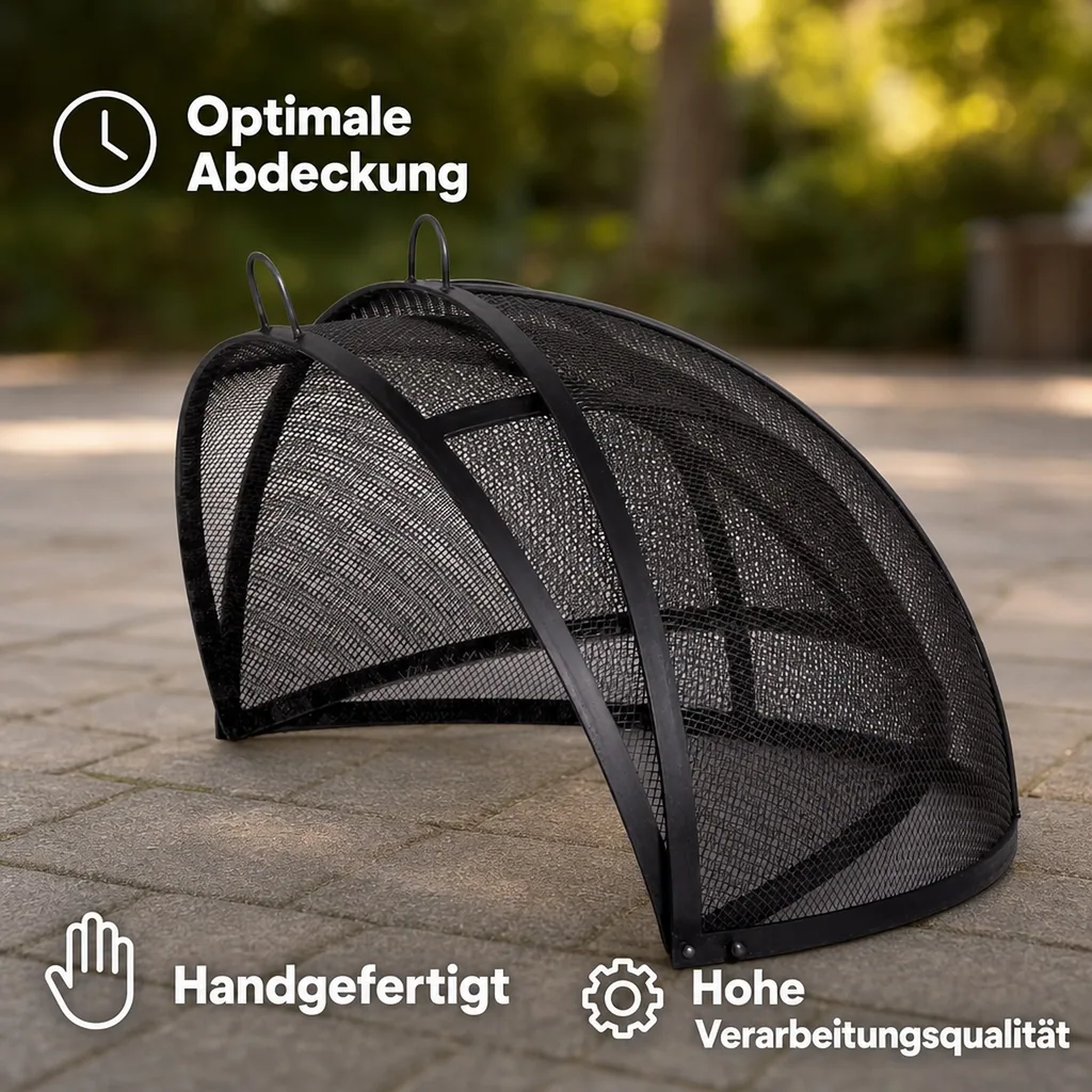 Feuerschale Abdeckung, Funkenschutz Feuerschale, 59 cm, klappbar