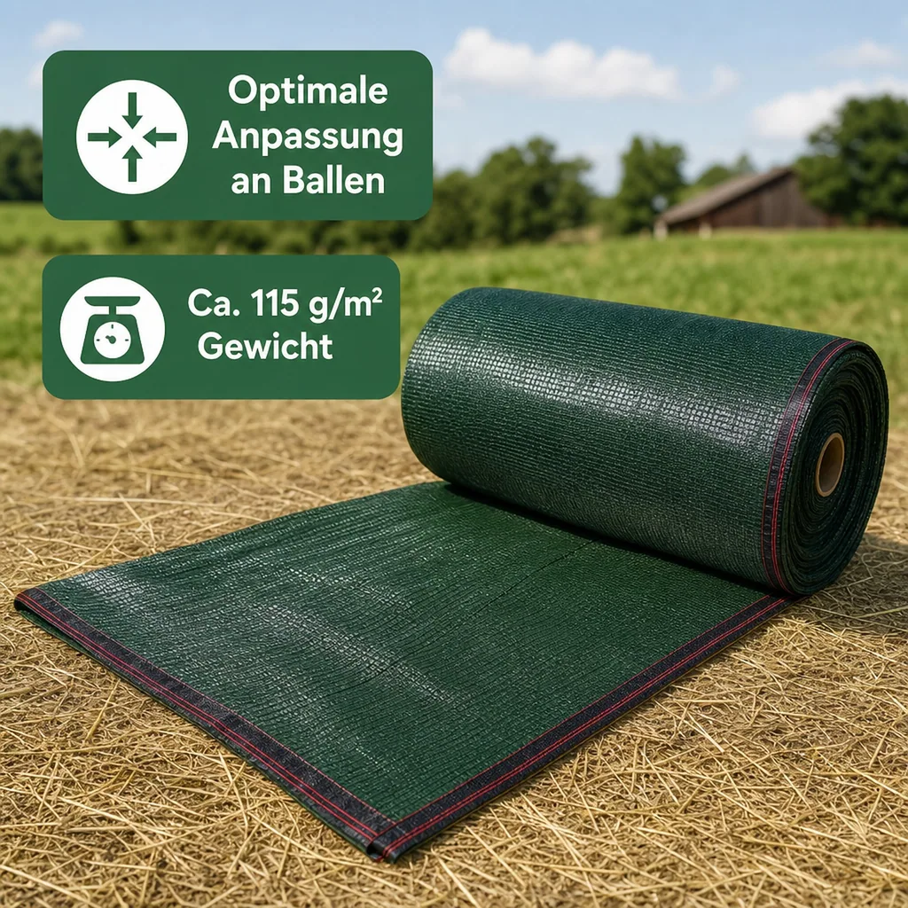 Ballenschutznetz grün, 8 x 25 m, 200m², Heuballennetz, UV-beständig