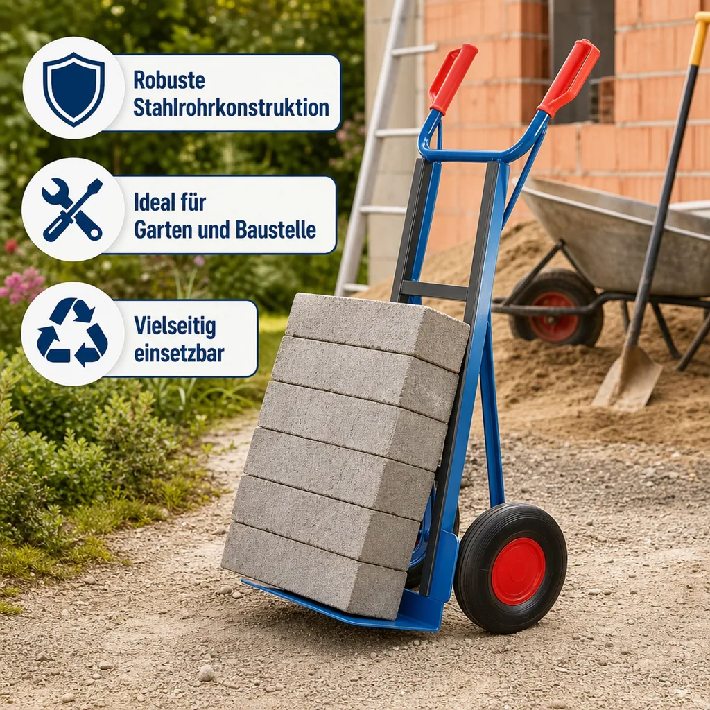Gerätekarre, Stahlrohrkarre 250 kg, Transportkarre mit Luftbereifung