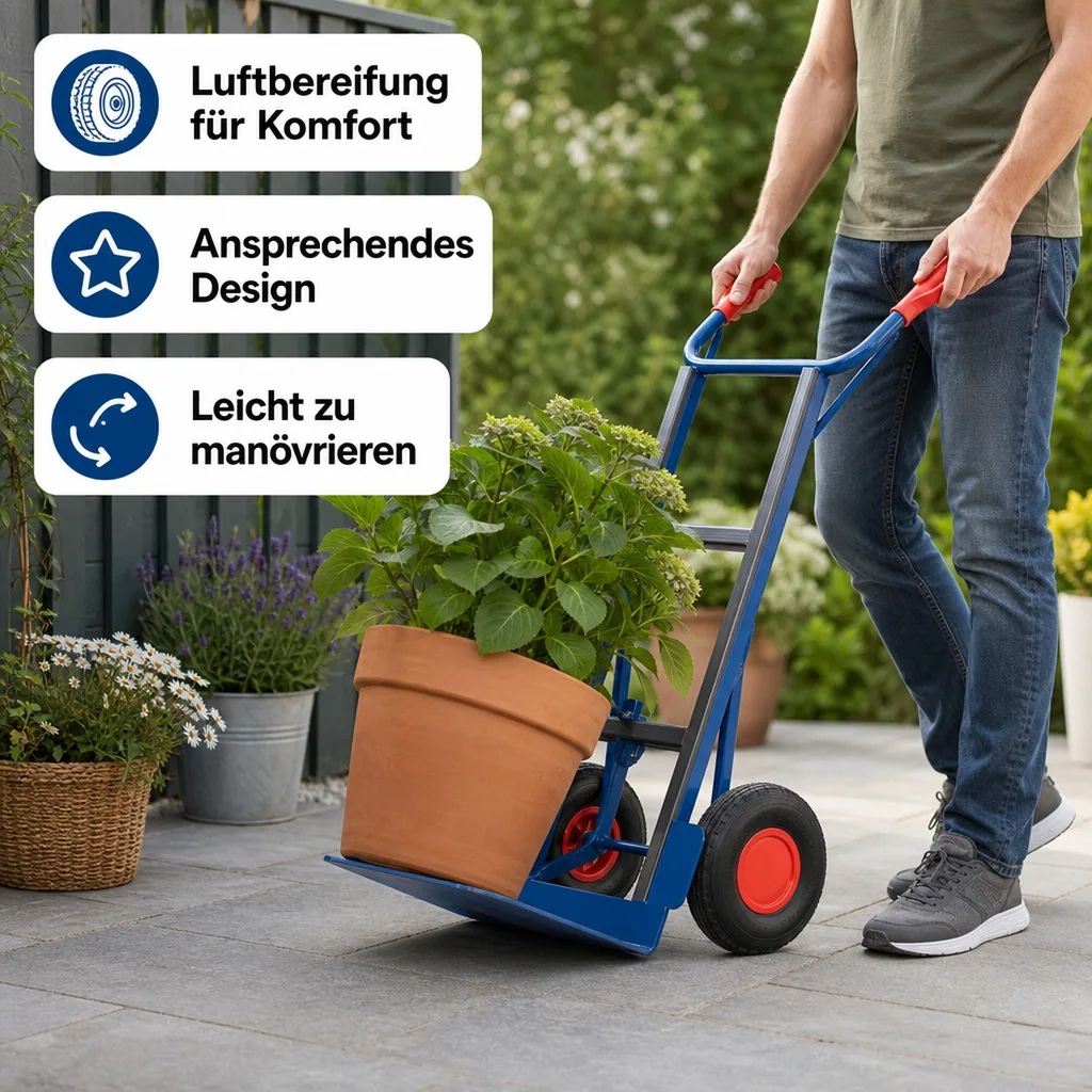 Gerätekarre, Stahlrohrkarre 250 kg, Transportkarre mit Luftbereifung