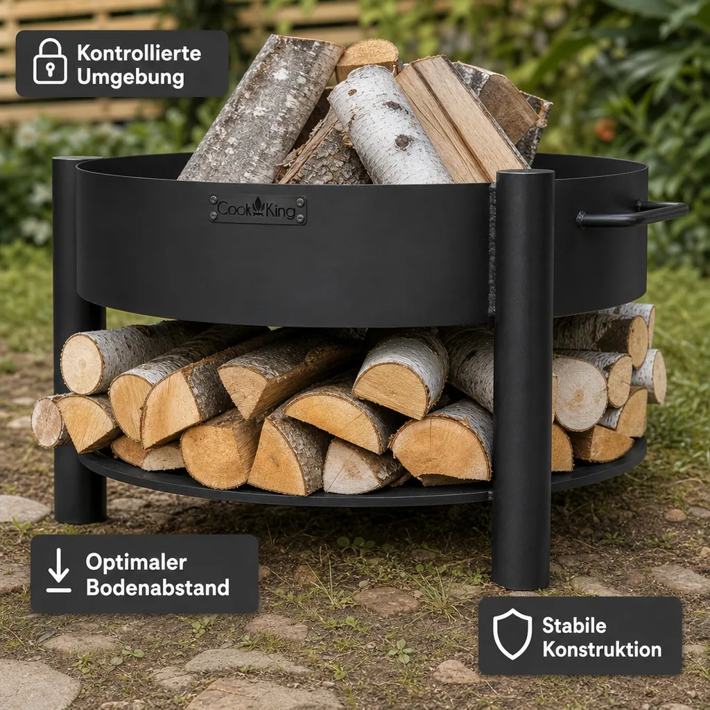 Feuerschale 60 cm, Naturstahl, Feuerstelle Garten, Handgefertigt