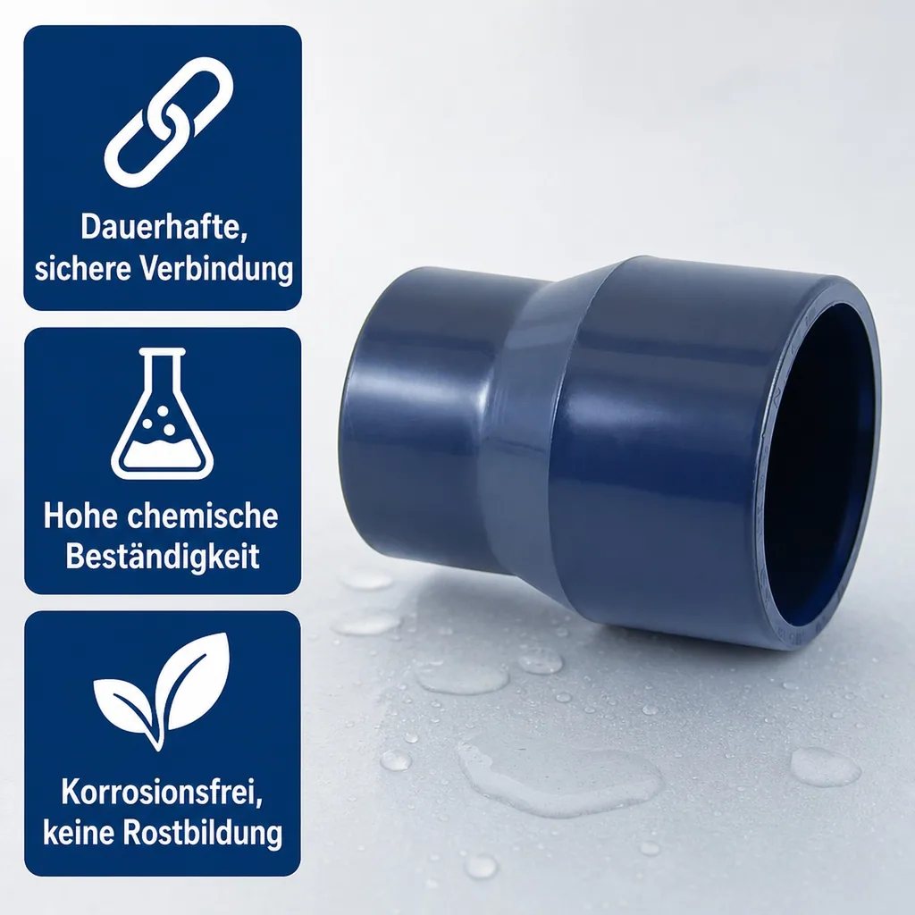 PVC Reduzierung 40-32mm, Reduzierstück lang, PN16
