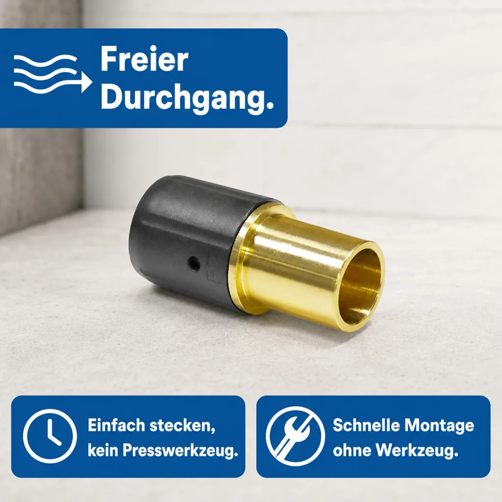 Steckfitting Übergang auf Kupferrohr Pressanschluss 20 x 2 - 15 mm