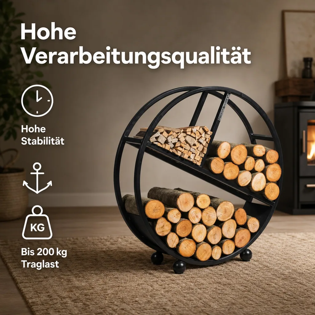 Kaminholzregal Stahl 80 cm, Brennholzregal Modern, Naturstahl