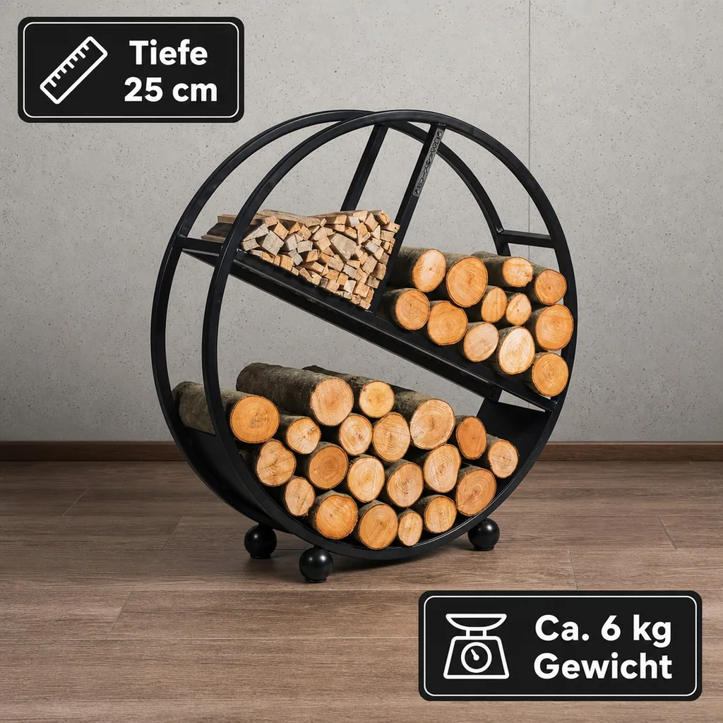 Kaminholzregal Stahl 80 cm, Brennholzregal Modern, Naturstahl