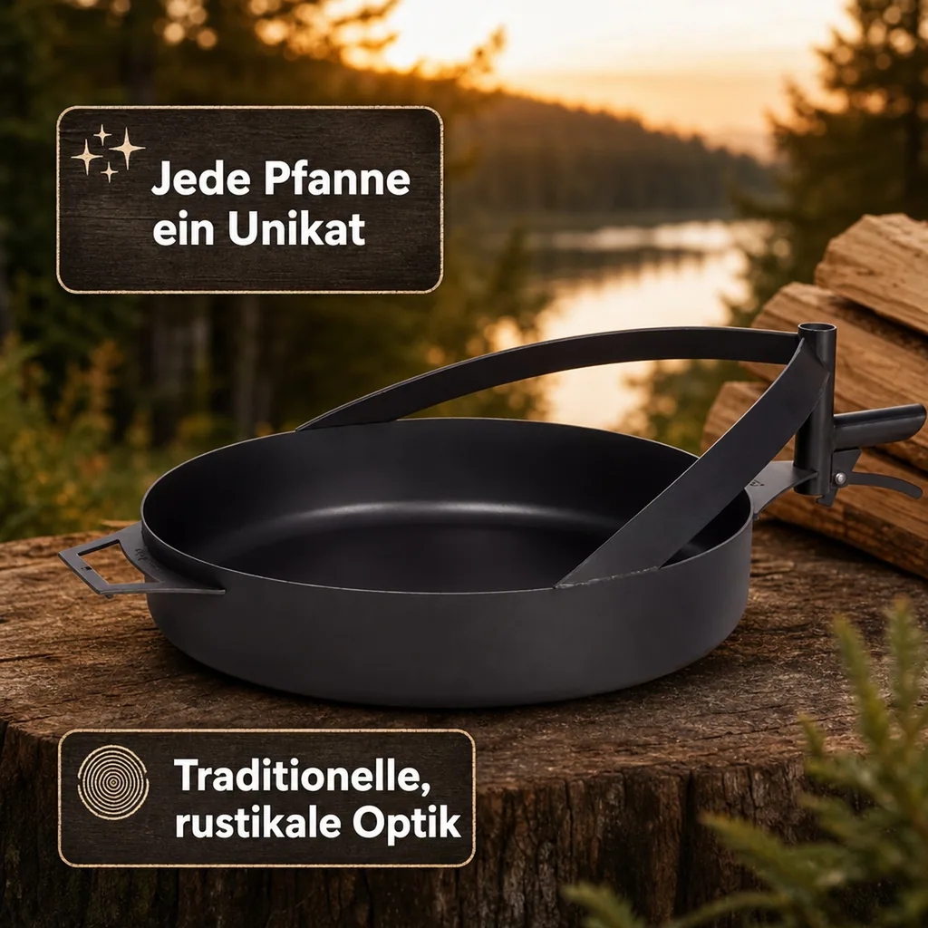 Feuerpfanne 50 cm, Pfanne für Feuerschale, Naturstahl Grillpfanne