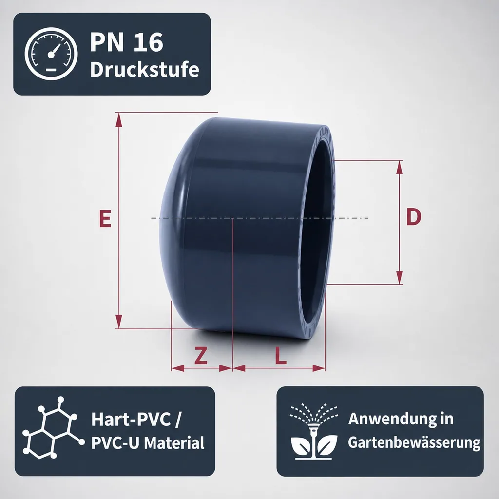 PVC - U Kappe Klebemuffe 40 mm PN16