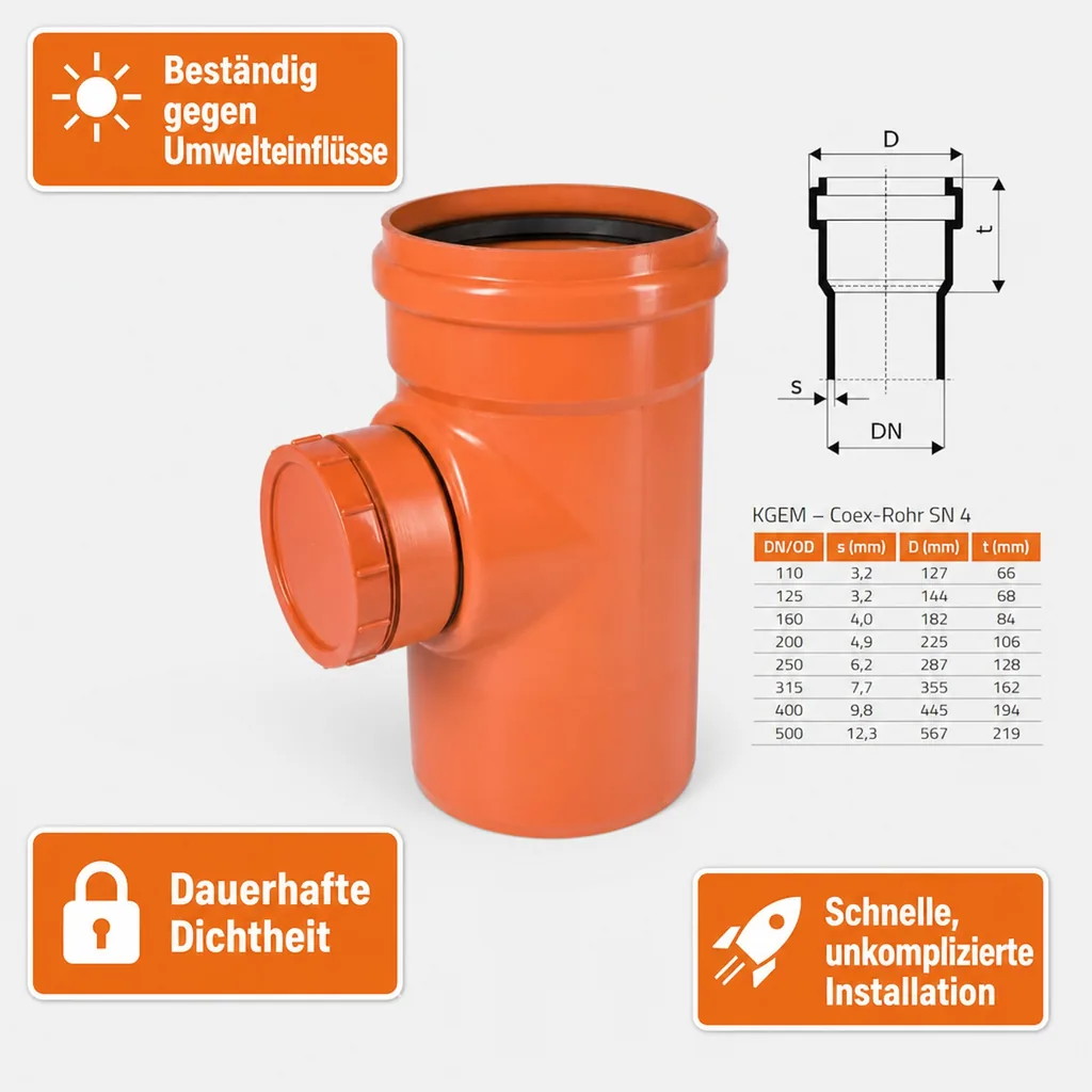 KG Rohr 250, Reinigungsrohr, DN 250, Abwasserrohr