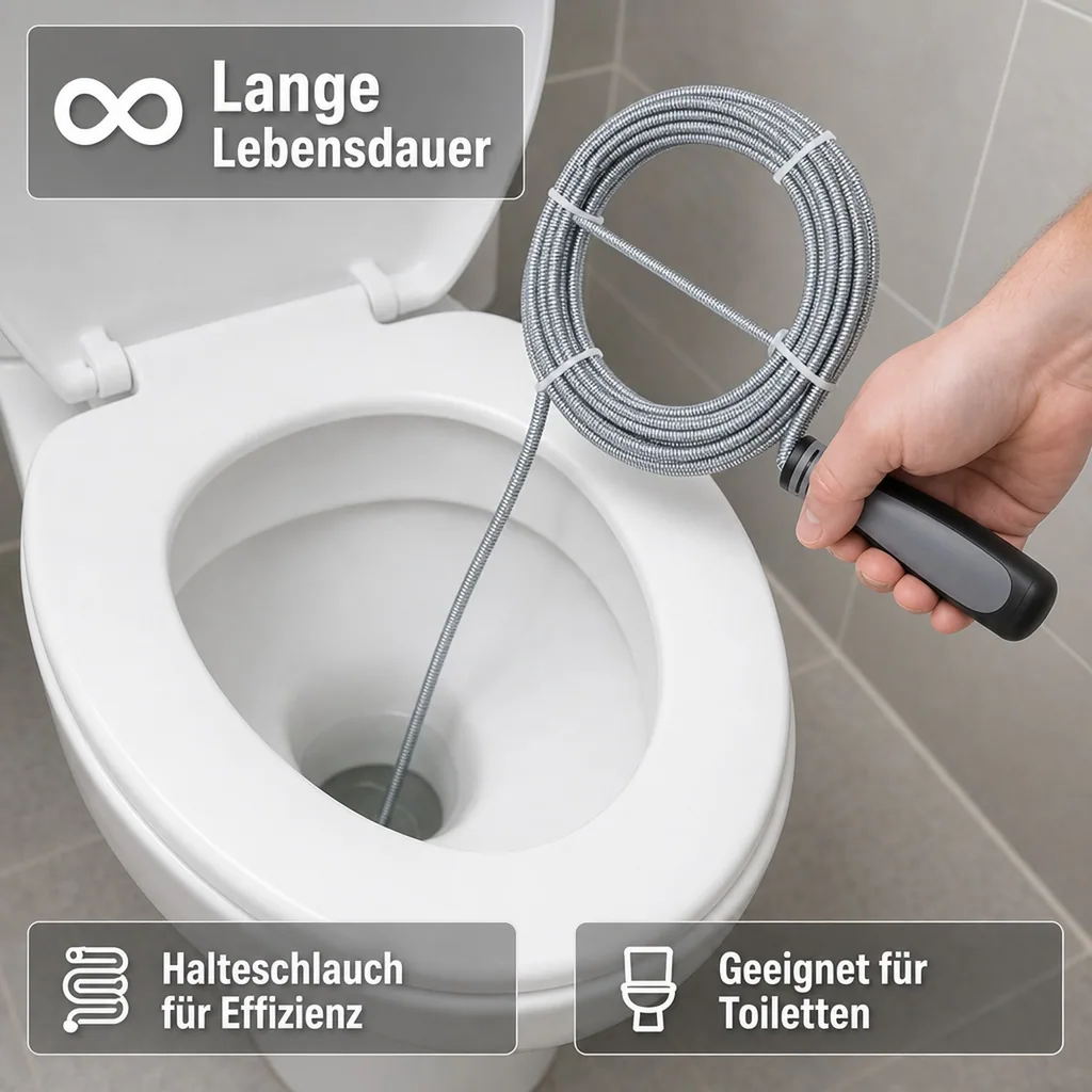 Rohrreinigungsspirale 5 m, Abflussreinigung, Spirale zur Rohrreinigung