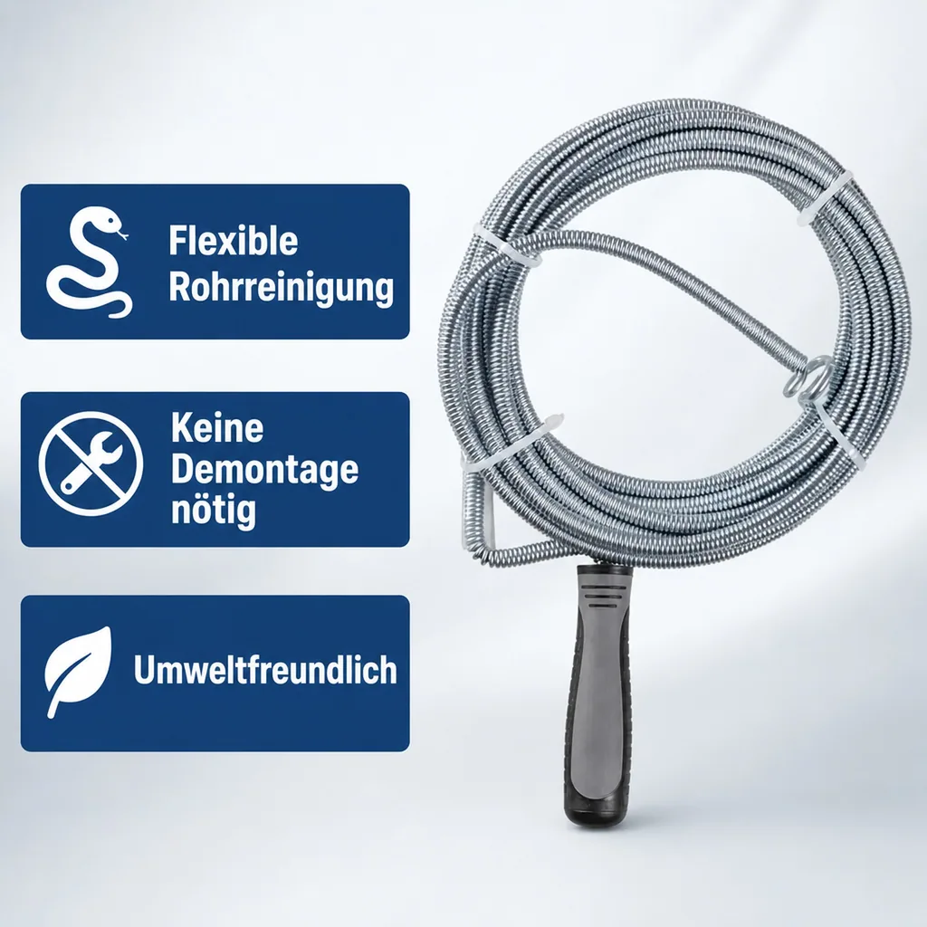 Rohrreinigungsspirale 5 m, Abflussreinigung, Spirale zur Rohrreinigung