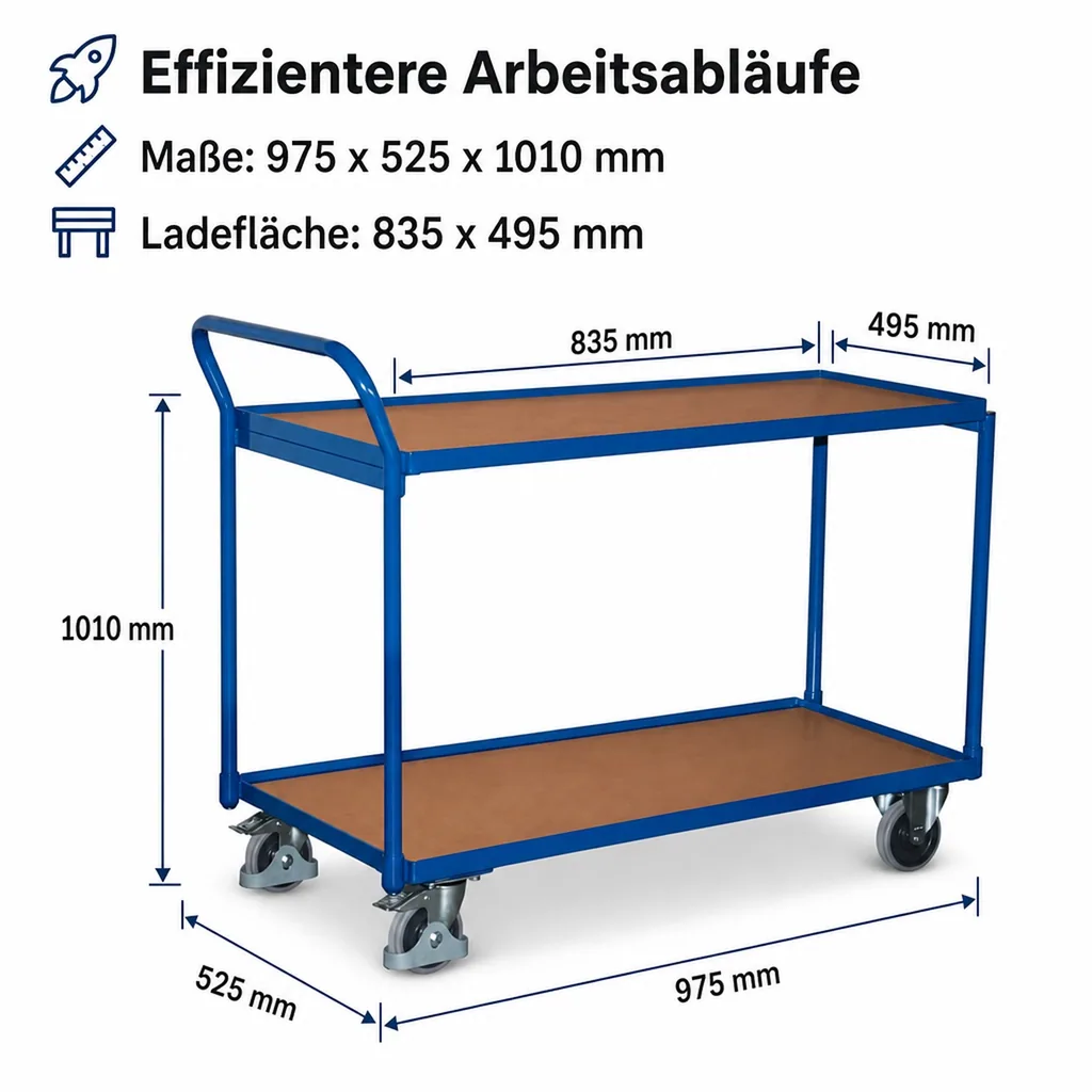 Tischwagen, 2 Ladeflächen, 250kg, Werkstattwagen