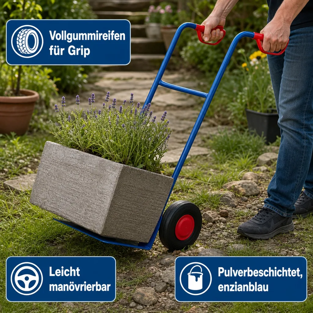 Stahlrohrkarre, 250 kg, große Schaufel, Vollgummireifen