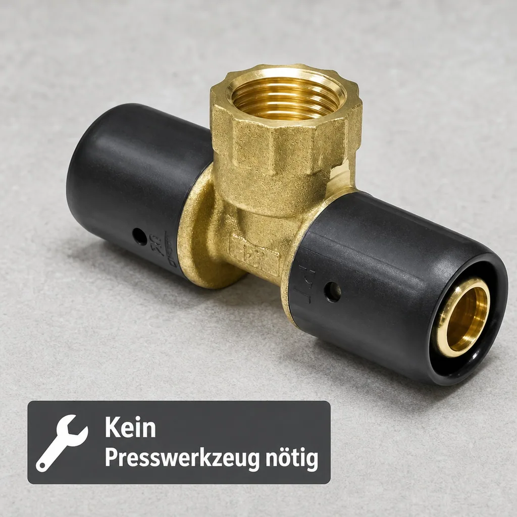 Steckfitting T-Stück, 20mm, 3/4 Zoll, Trinkwasser, Heizung