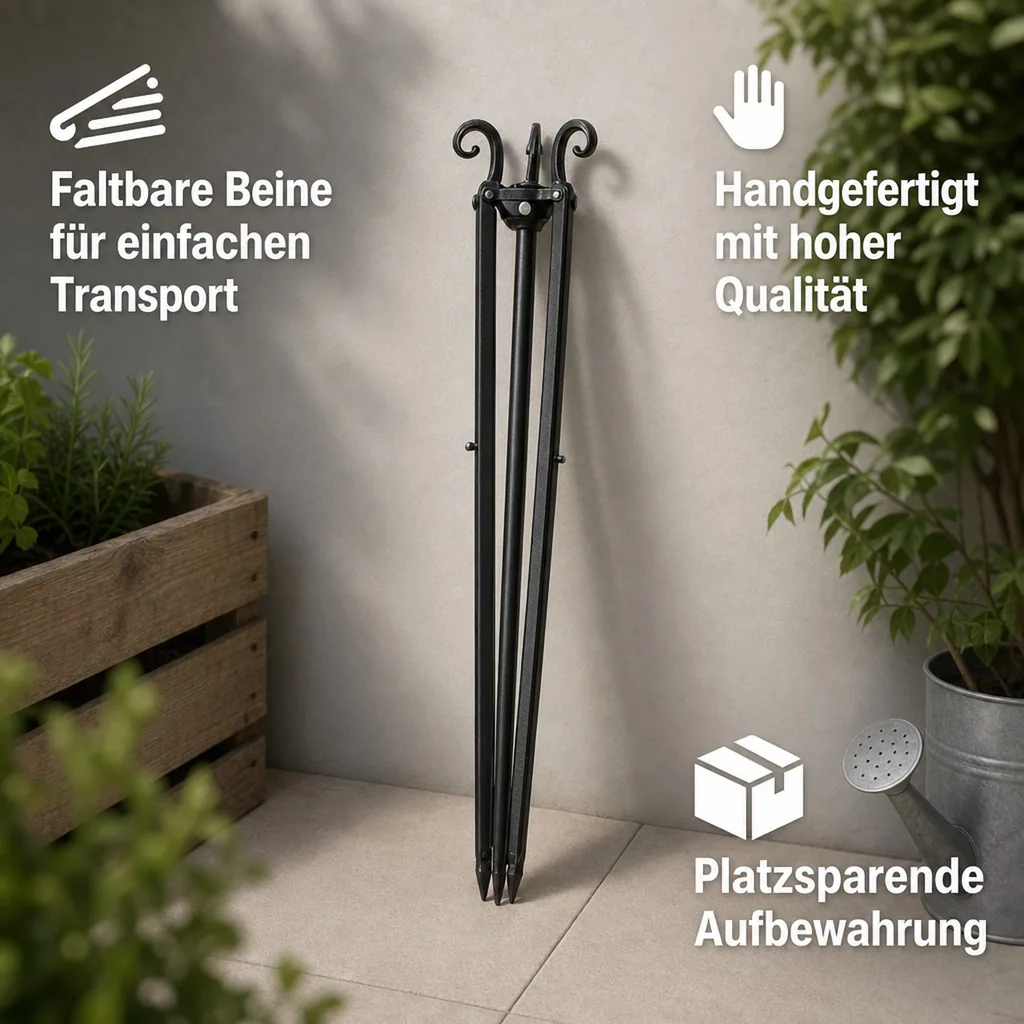 Grill Dreibein, Feuerstelle, 200 cm, Naturstahl, höhenverstellbar
