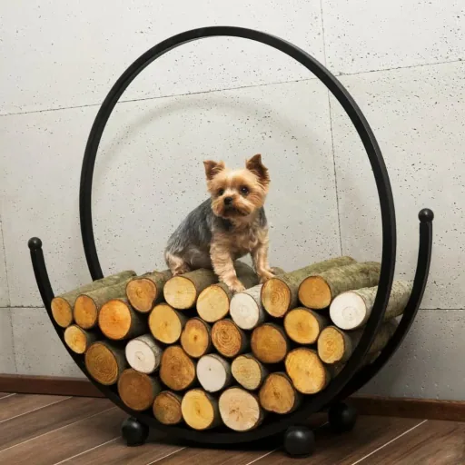 Kaminholzregal, Brennholzregal 80cm, Stahlprofil, Holzstapelregal