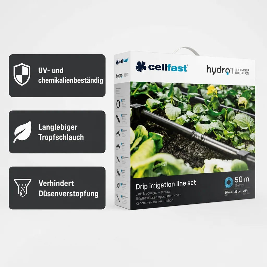 Tropfbewässerung, Bewässerungssystem Set 50m, Gartenbewässerung