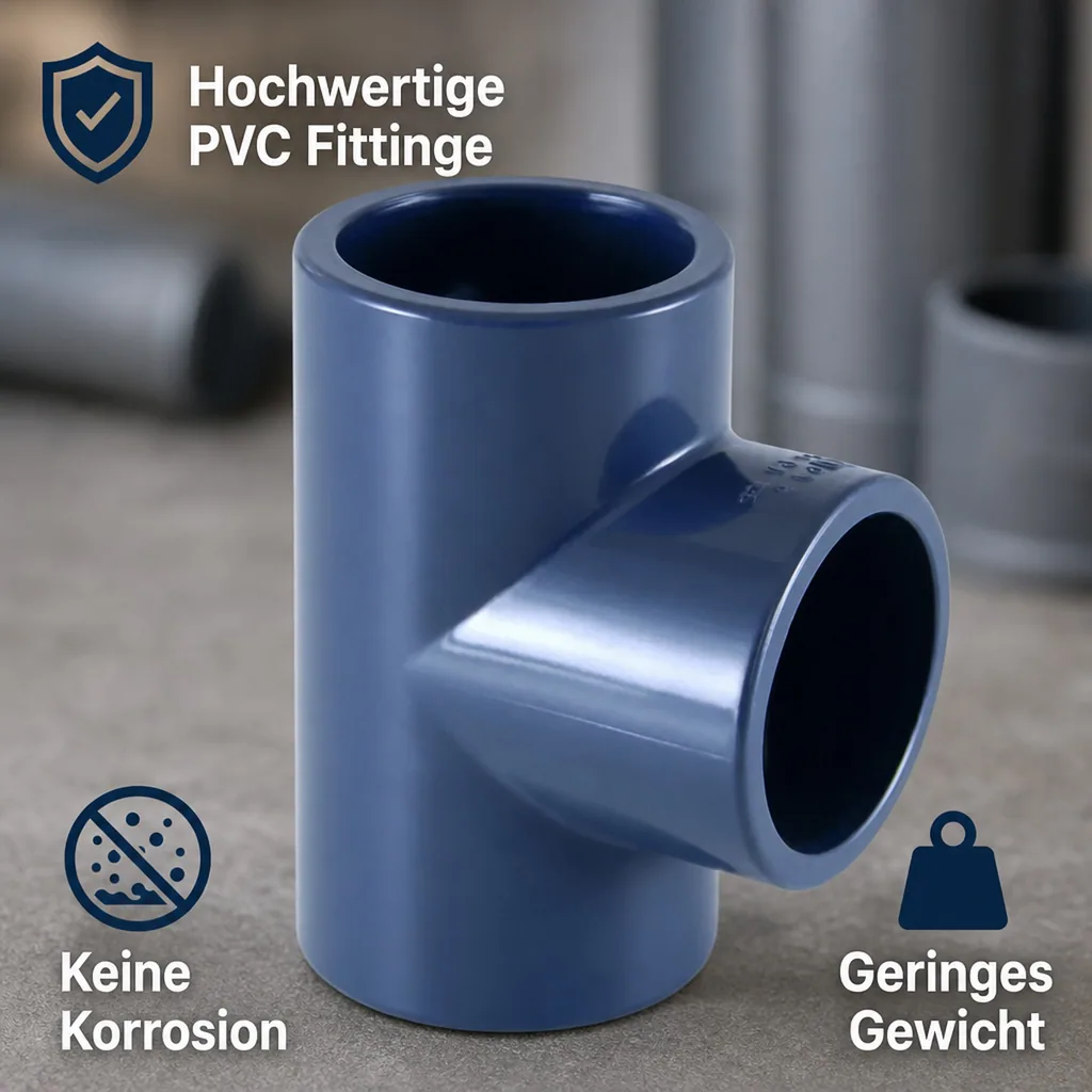 PVC Fittinge, PVC Rohrverbinder, PVC T-Stück 32mm