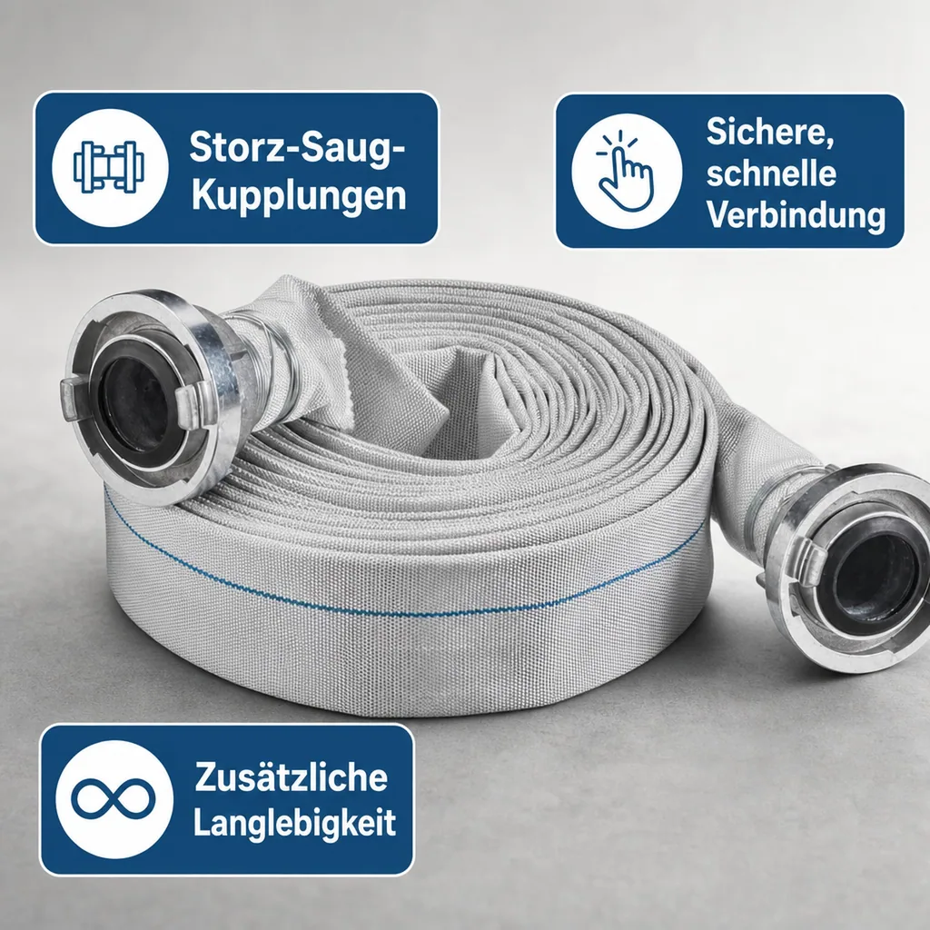 Bauschlauch 20m, Industrieschlauch, Druckschlauch mit Storz Kupplung