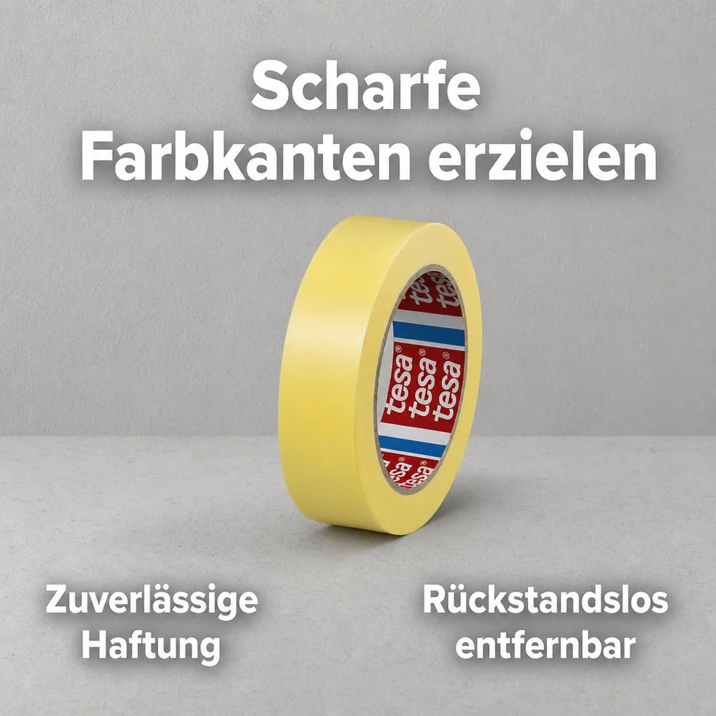 Malerband, Präzisionskrepp, Abklebeband, 25 mm x 50 m, gelb