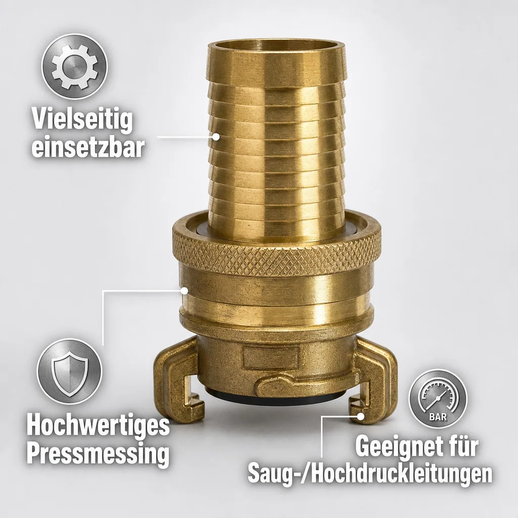 Schnellkupplung 1 1/4 Zoll, Messing, mit Kontermutter