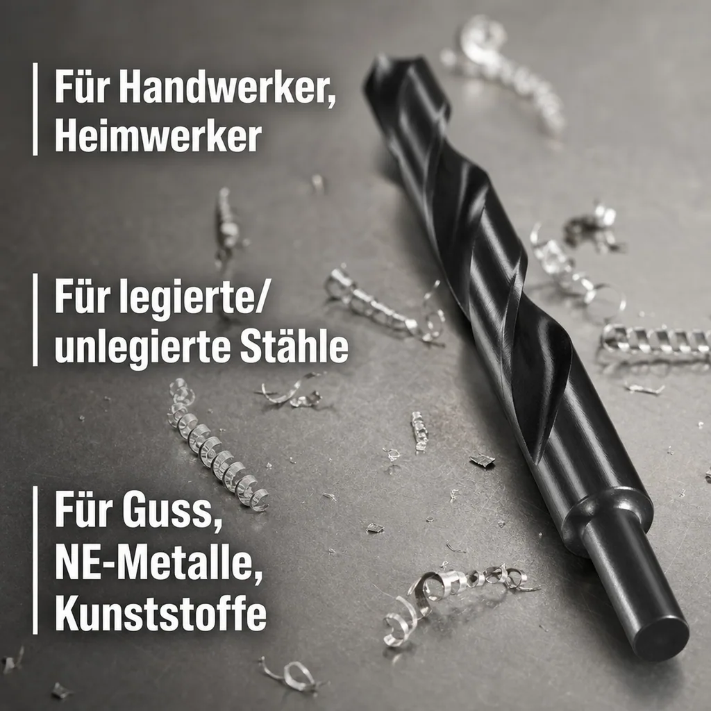 DIN 338 Bohrer, HSS-R Spiralbohrer 12,5mm, reduzierter Schaft 8mm